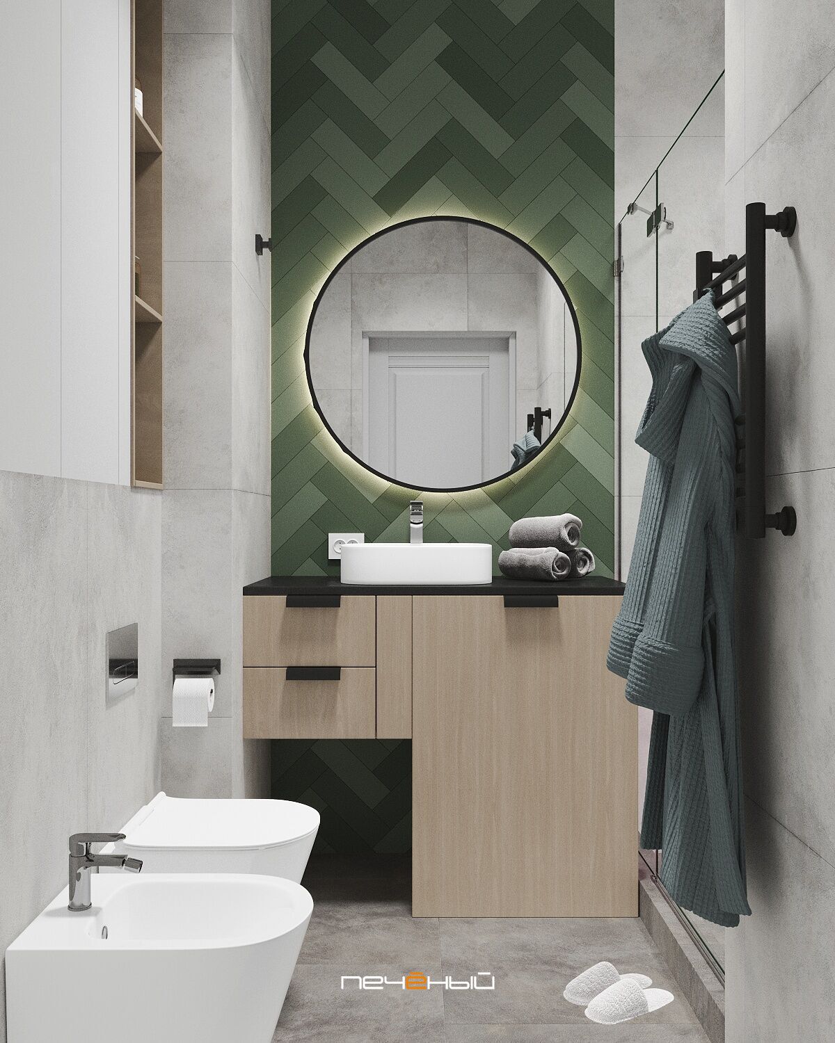 Шикарная совмещённая ванная 8 кв.м в современном стиле