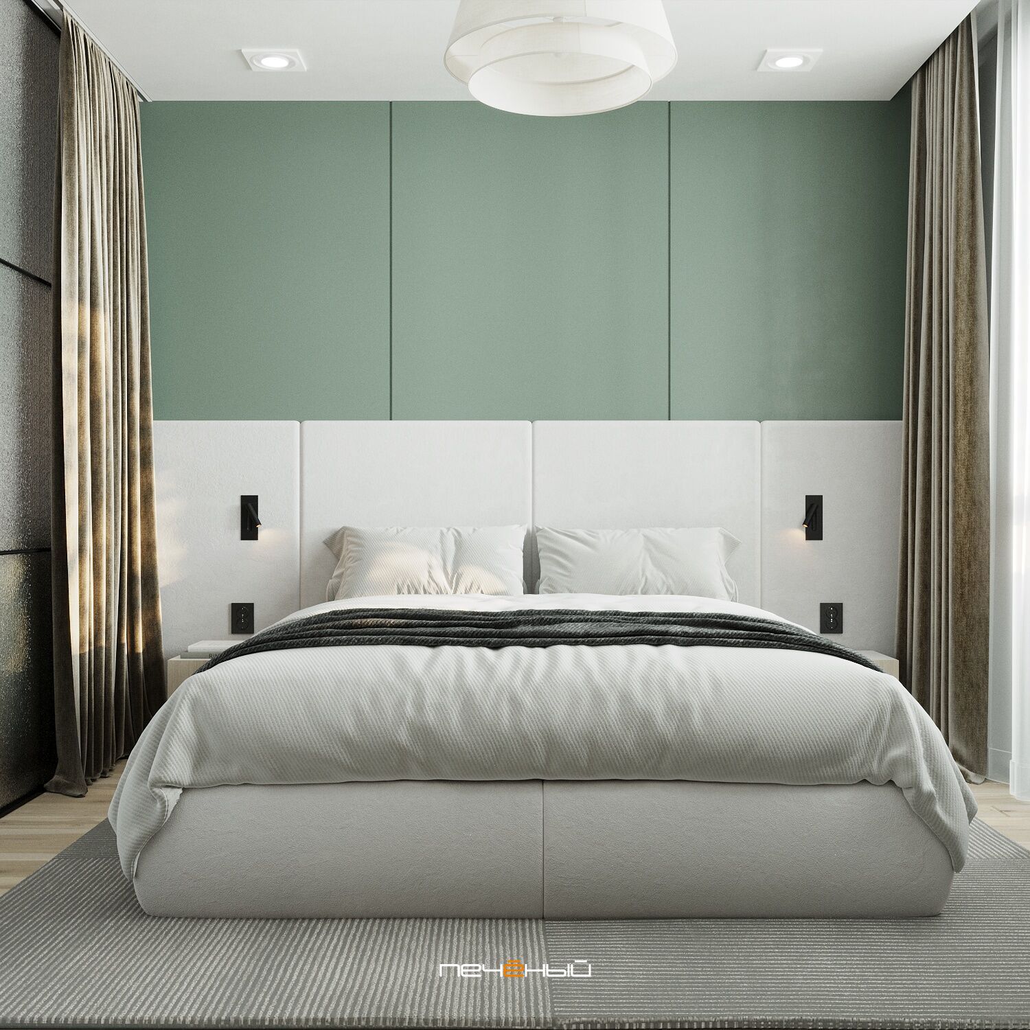 Дизайн современной спальни-гостиной 2023