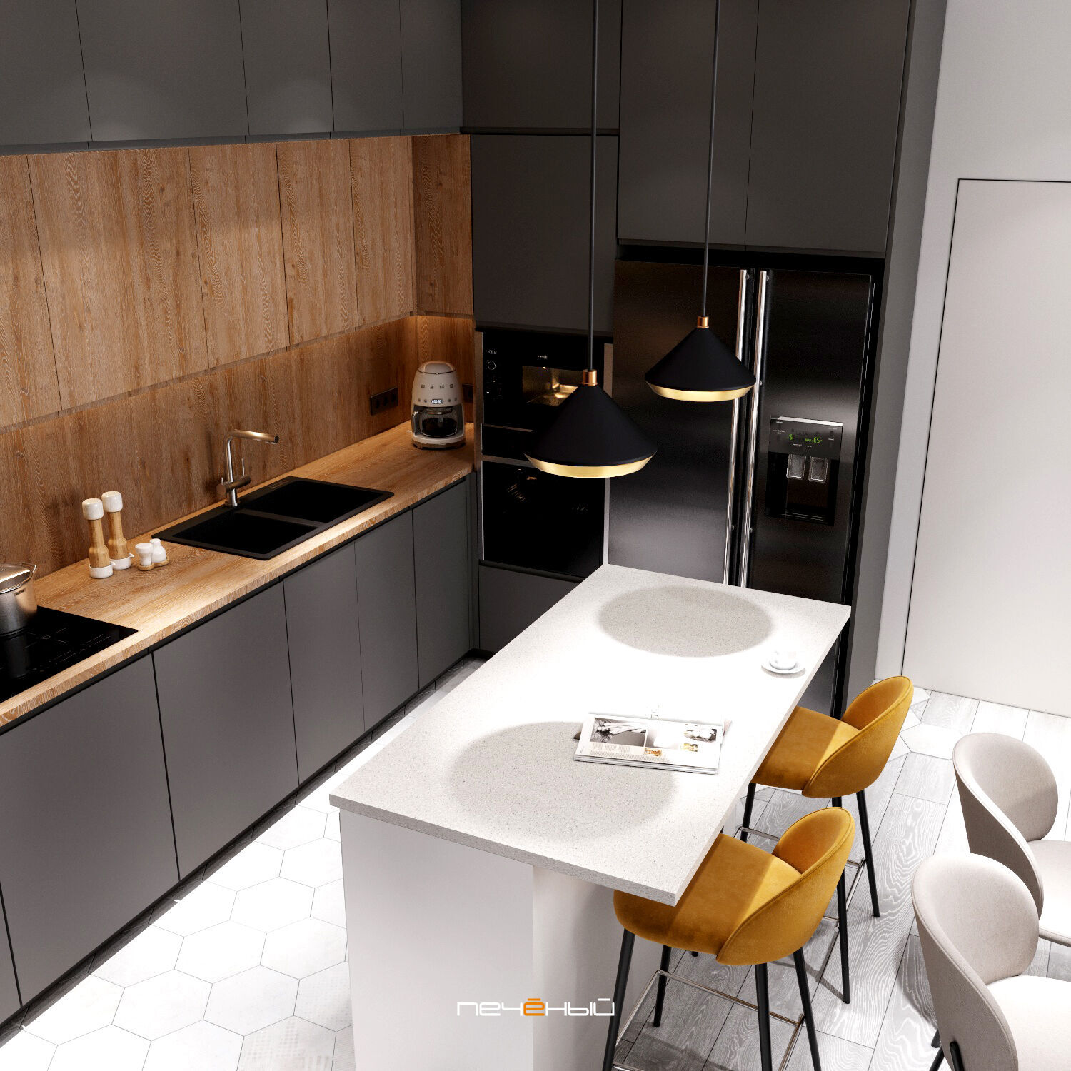  Дизайн светлой кухни-гостиной 2023
