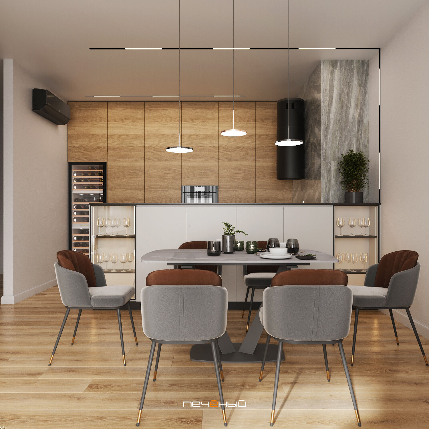  Дизайн светлой кухни-гостиной 2023