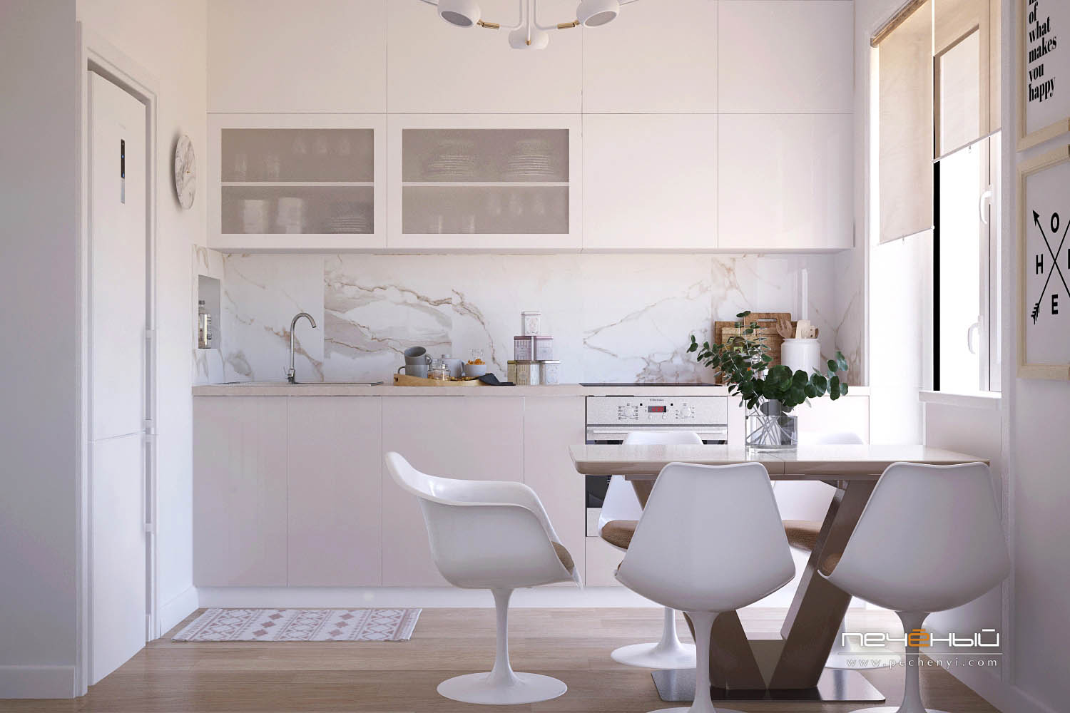 Дизайн интерьера белой кухни