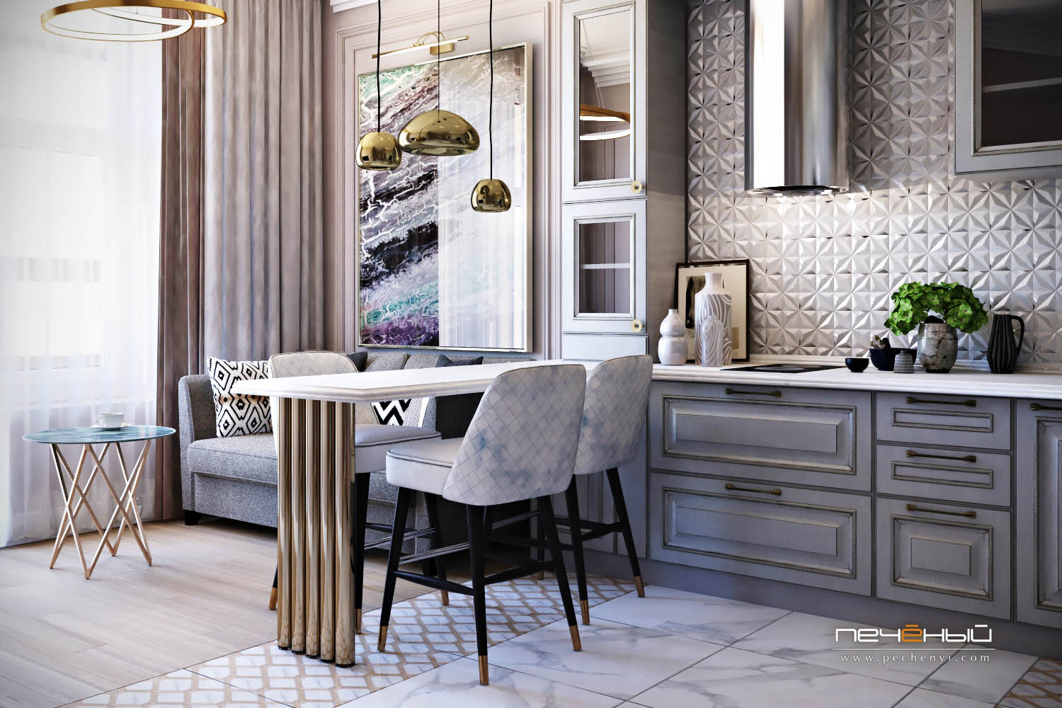 Красивый дизайн квартиры - Кухня-гостиная