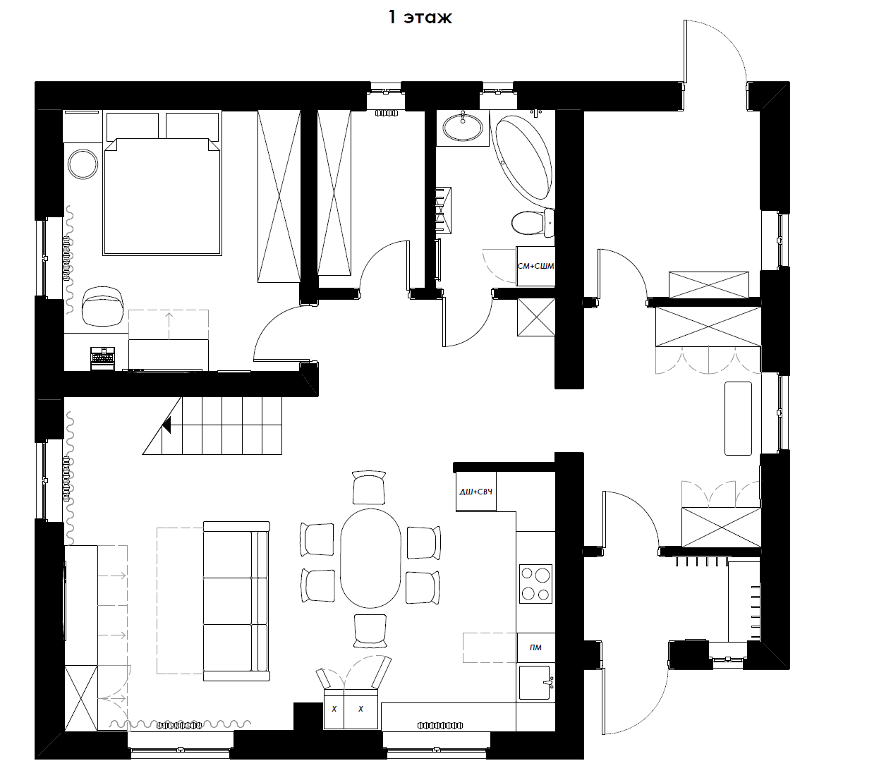 План перепланировки 1 этажа
